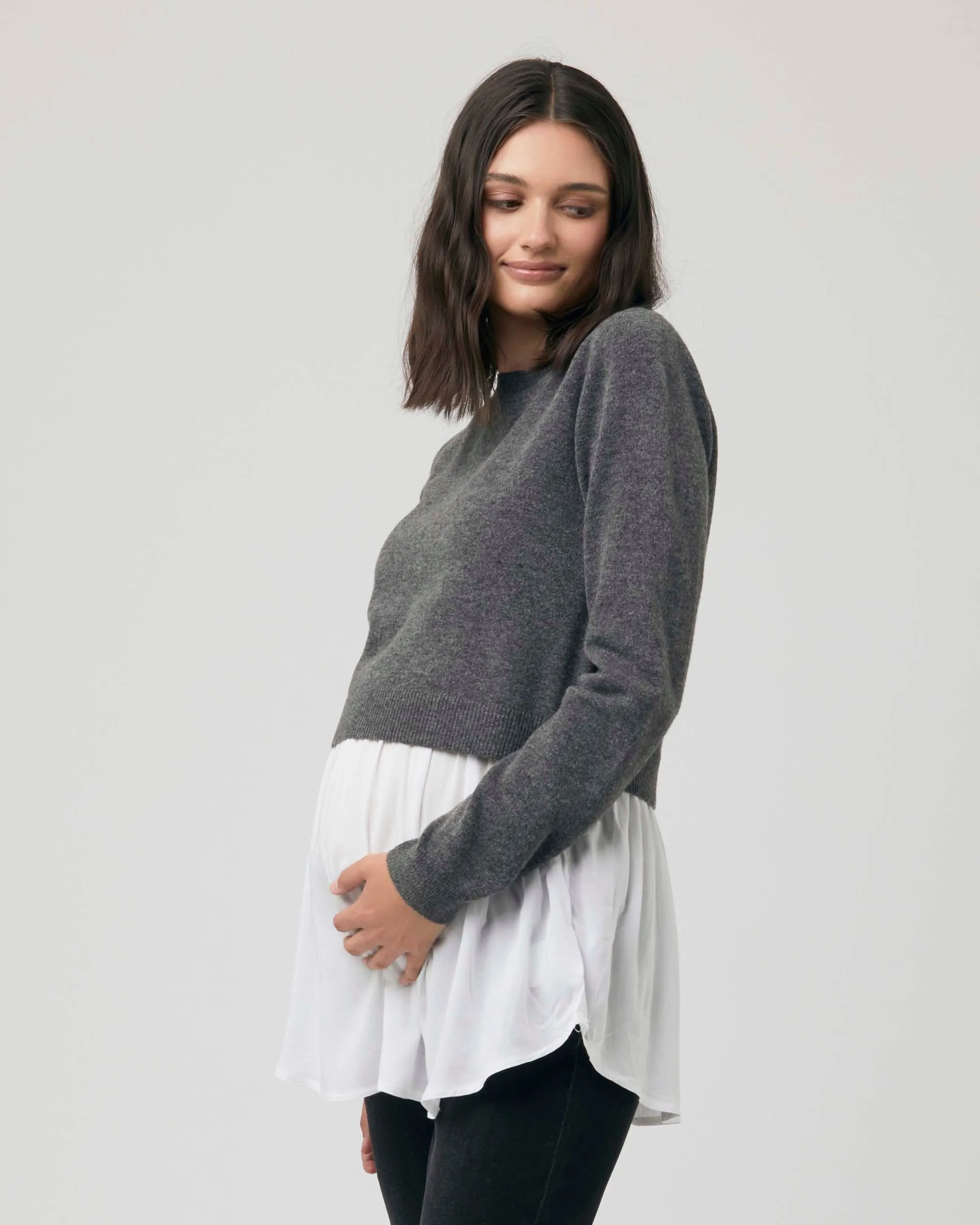 'Sandy' Nursing Knit - Charcoal Marle
