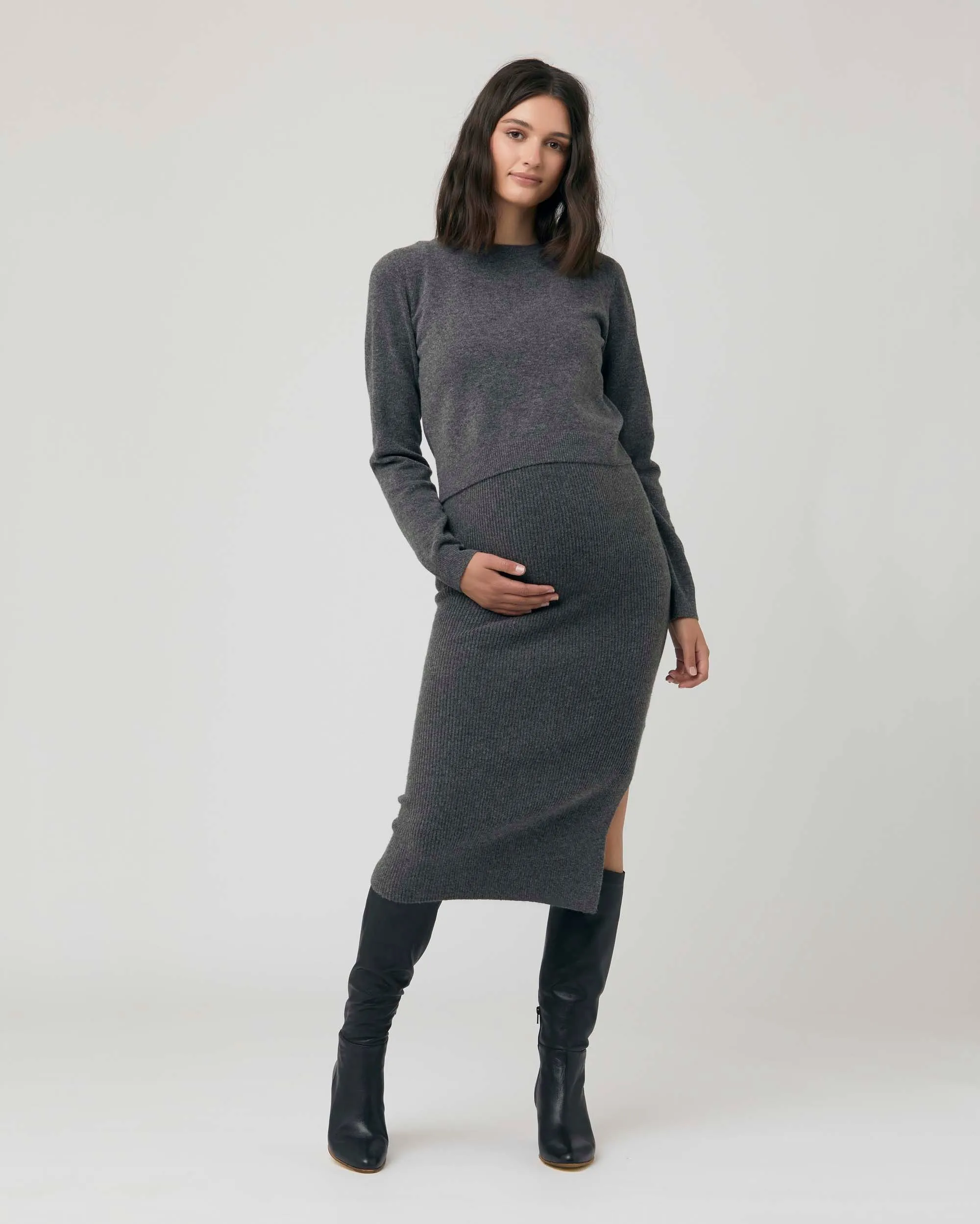 'Sandy' Nursing Knit - Charcoal Marle