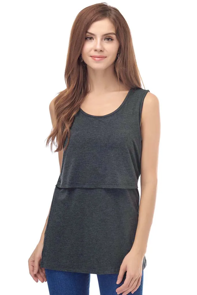 Smallshow Sleeveless Cotton Maternity Nursing Tank Tops