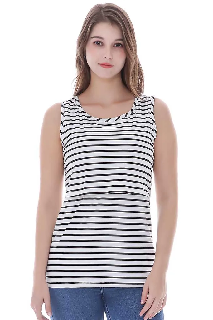 Smallshow Sleeveless Cotton Maternity Nursing Tank Tops