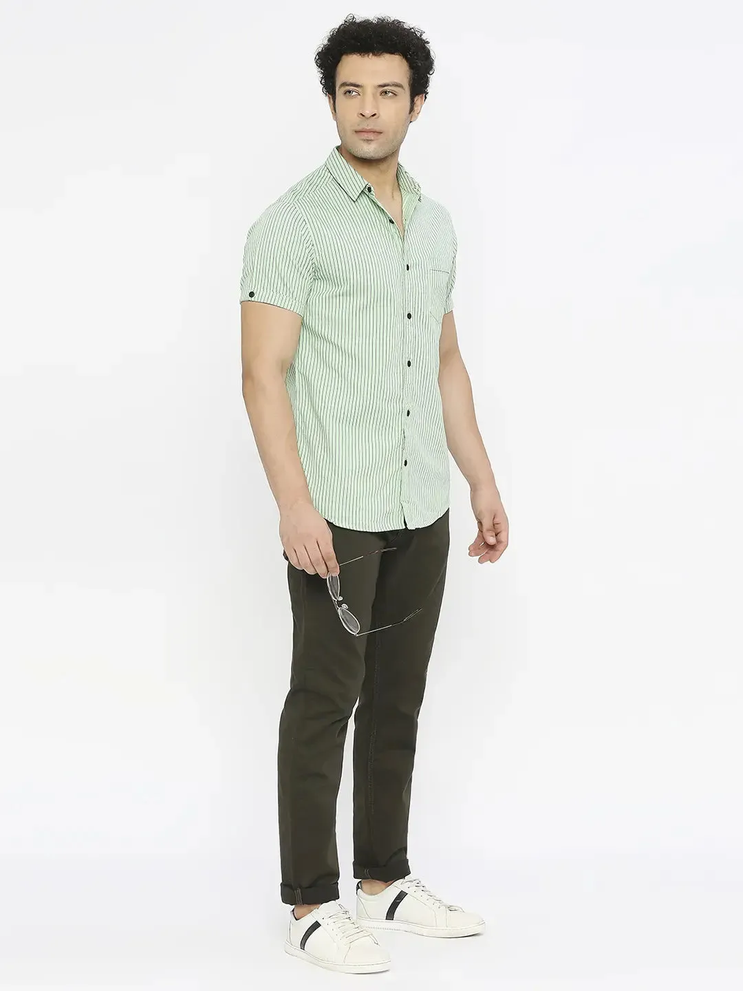 Spykar Men Dark Olive Cotton Stretch Comfort Fit Straigth Length Clean Look Mid Rise Jeans-(Ricardo)