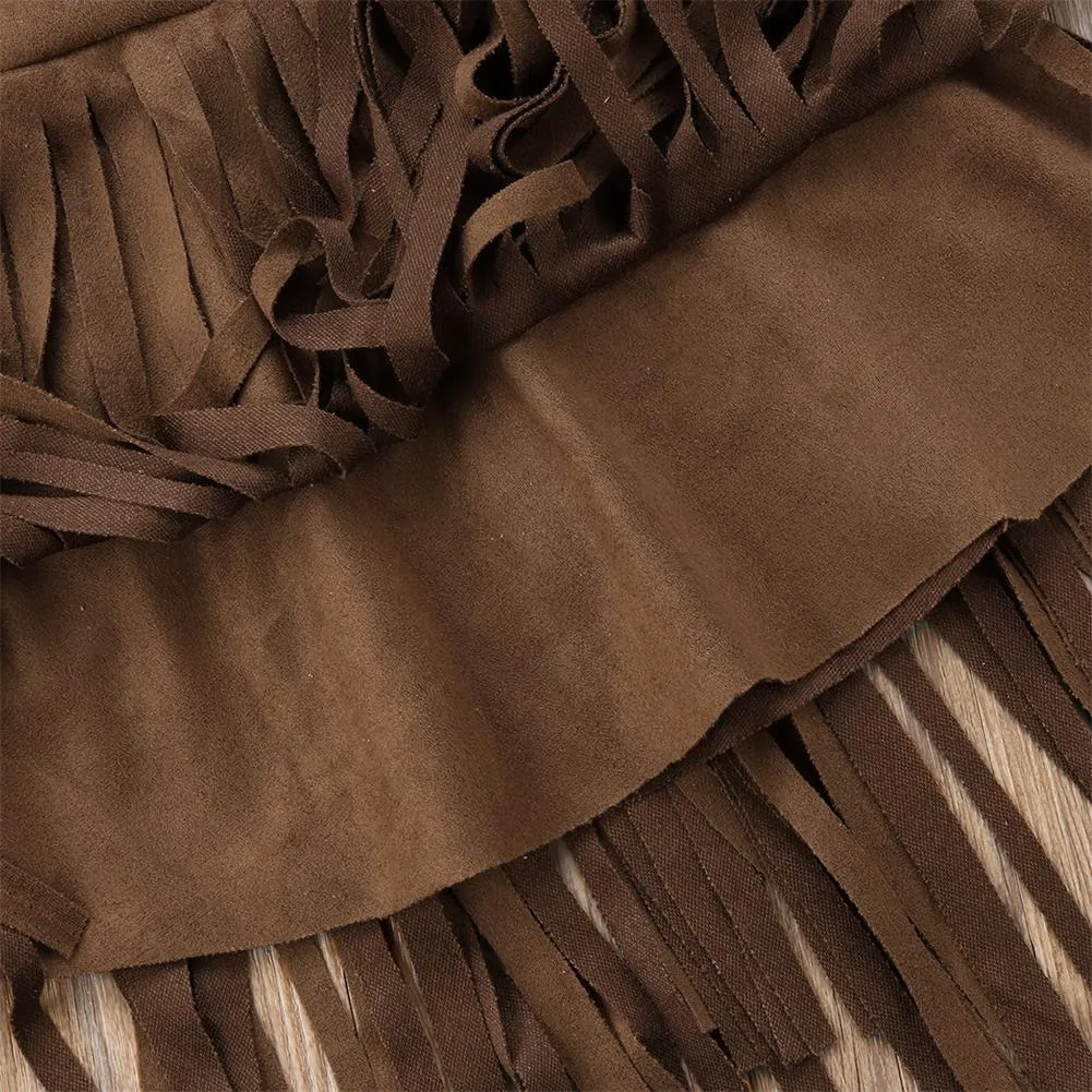 Suede Look Fringed Skirt