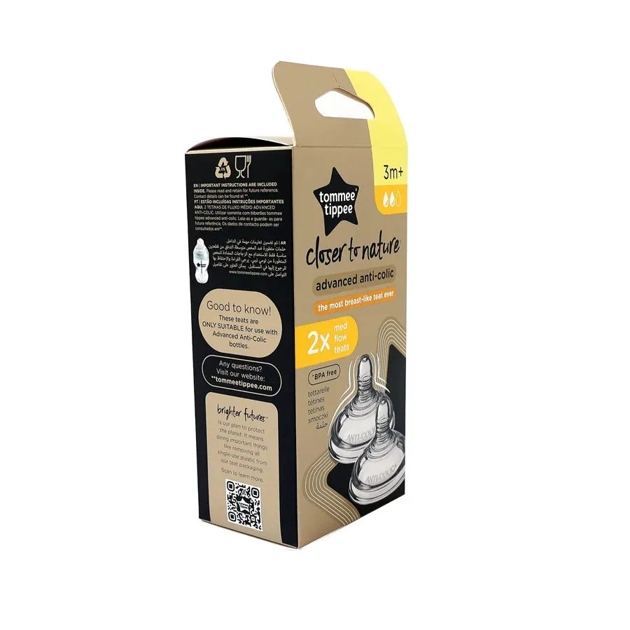 Tommee Tippee Closer to Nature Advanced Anti-Colic 2 x Medium Flow Teats
