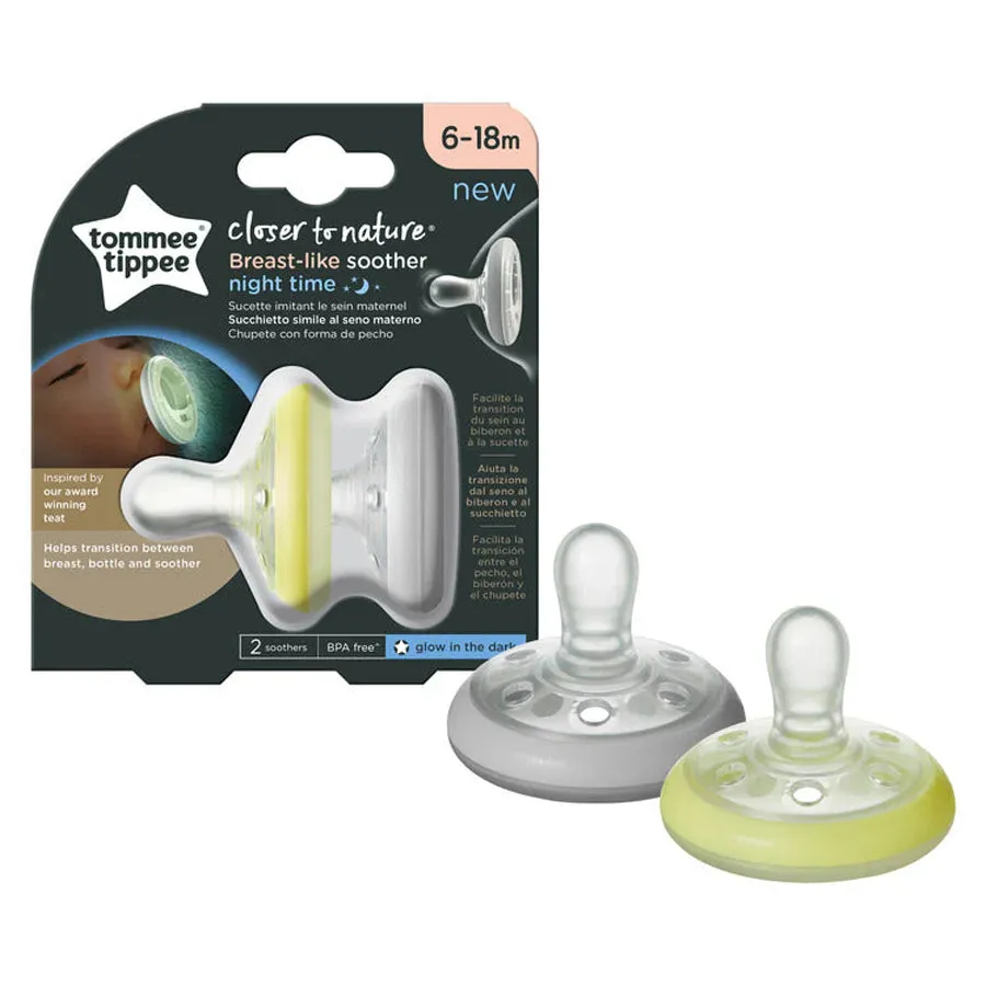 Tommee Tippee Closer To Nature Night Time Soother, 6-18 months (Pack of 2)