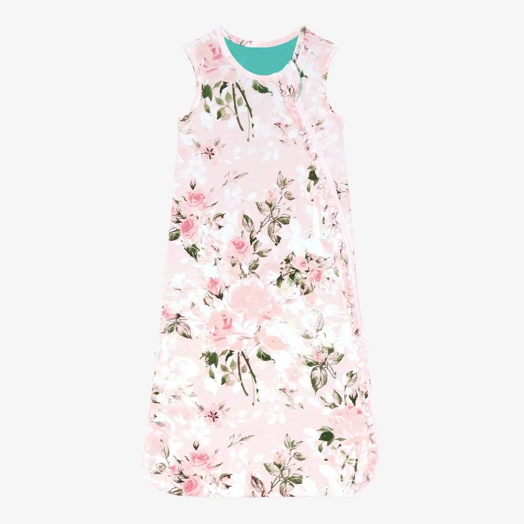 Vintage Pink Rose Sleeveless Ruffled Sleep Bag