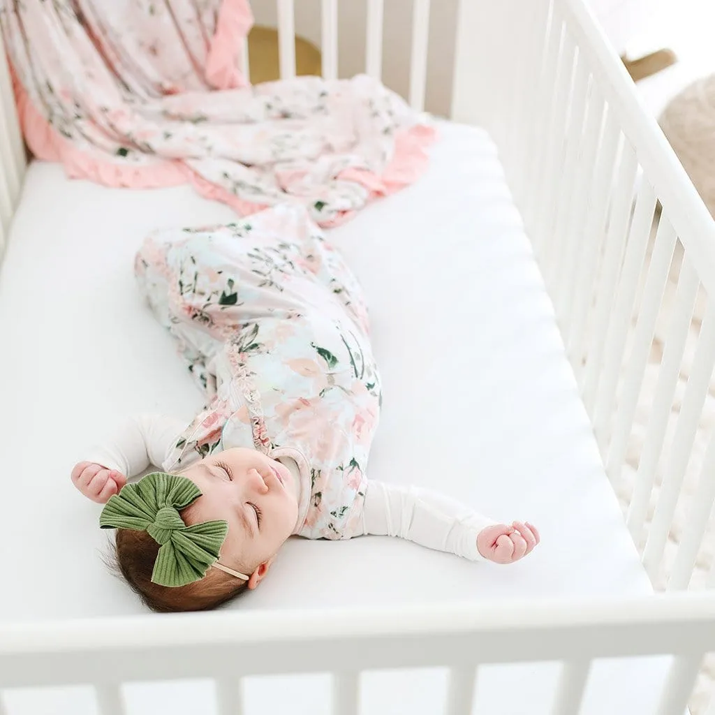 Vintage Pink Rose Sleeveless Ruffled Sleep Bag