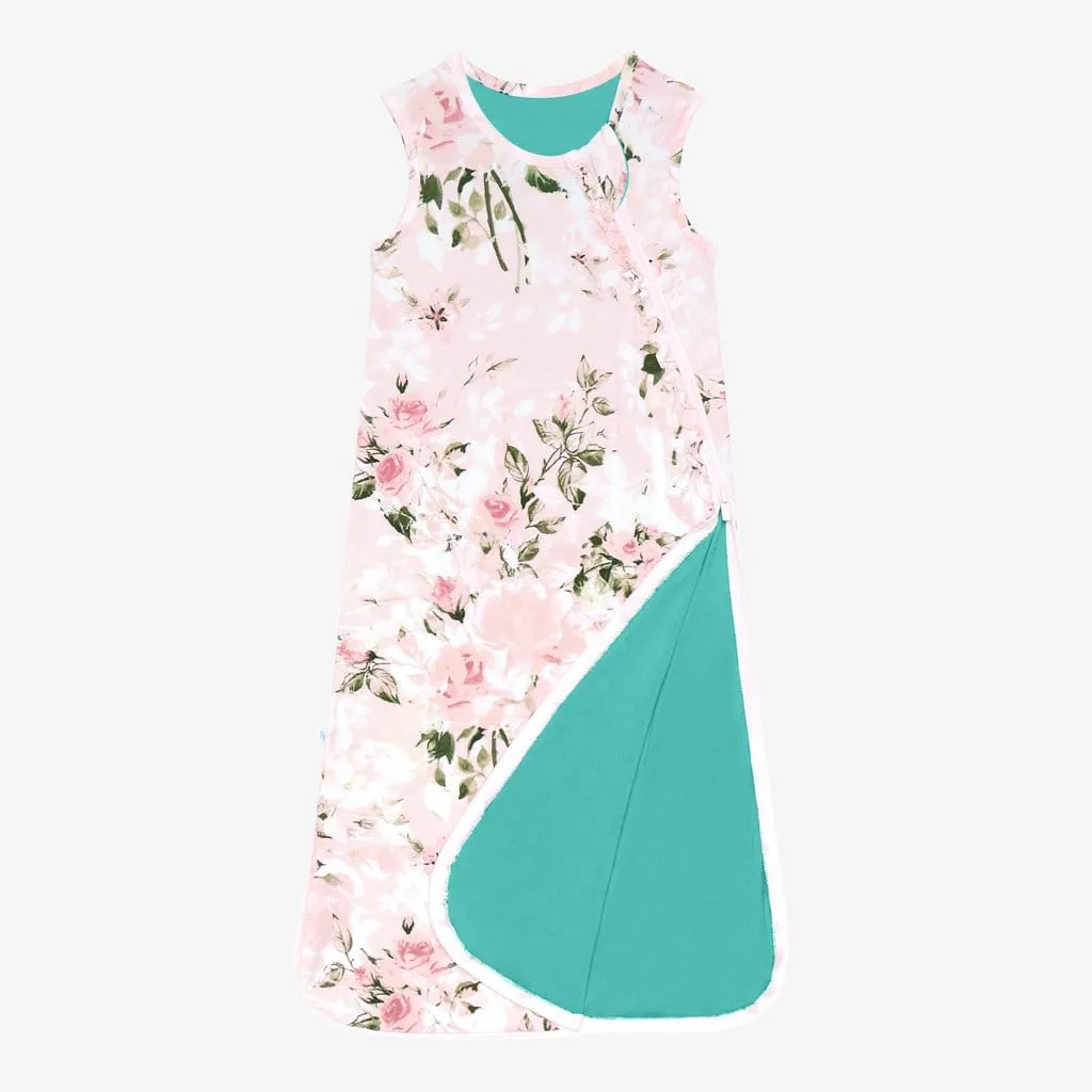 Vintage Pink Rose Sleeveless Ruffled Sleep Bag